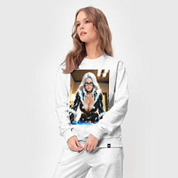 Костюм хлопковый женский Черная кошка в комнате, цвет: белый — фото 2