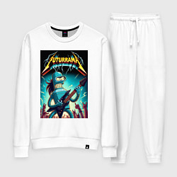 Костюм хлопковый женский Хард рок гитарист Бендер лидер группы Футурама, цвет: белый