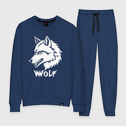 Костюм хлопковый женский Волк с оскалом, цвет: тёмно-синий
