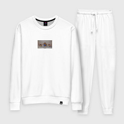 Костюм хлопковый женский Пошлая моле мем, цвет: белый