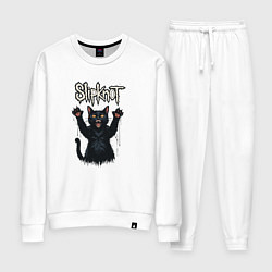Костюм хлопковый женский Slipknot Кот с поднятыми лапами, цвет: белый