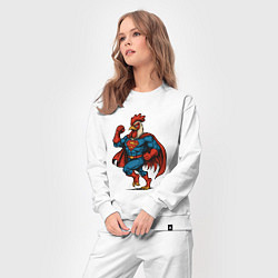 Костюм хлопковый женский Петух супергерой, цвет: белый — фото 2