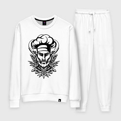 Костюм хлопковый женский Шеф повар с усами, цвет: белый