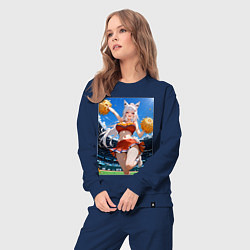 Костюм хлопковый женский Кошка-болельщица, цвет: тёмно-синий — фото 2