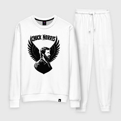 Костюм хлопковый женский Чак Норрис с крыльями, цвет: белый