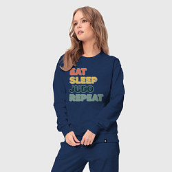 Костюм хлопковый женский Eat sleep judo repeat, цвет: тёмно-синий — фото 2