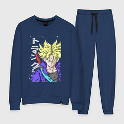 Костюм хлопковый женский Драконий жемчуг Транкс из будущего, цвет: тёмно-синий
