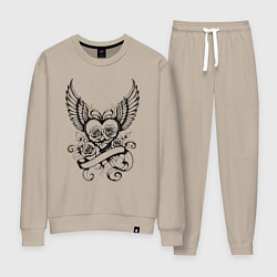 Костюм хлопковый женский Крылья любви, цвет: миндальный