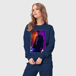 Костюм хлопковый женский Джон Уик под дождём, цвет: тёмно-синий — фото 2