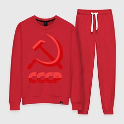 Костюм хлопковый женский СССР Логотип, цвет: красный
