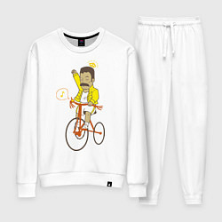 Костюм хлопковый женский Фредди на велосипеде, цвет: белый