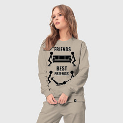 Костюм хлопковый женский Best friends, цвет: миндальный — фото 2