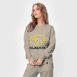 Костюм хлопковый женский Subaru Logo, цвет: миндальный — фото 2
