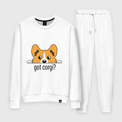 Костюм хлопковый женский Got Corgi, цвет: белый