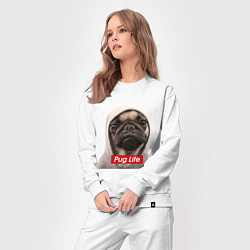 Костюм хлопковый женский Pug life, цвет: белый — фото 2