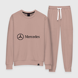 Костюм хлопковый женский Mercedes Logo, цвет: пыльно-розовый