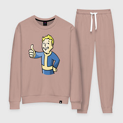 Костюм хлопковый женский Fallout vault boy, цвет: пыльно-розовый