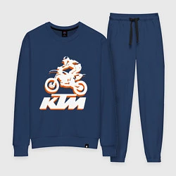 Костюм хлопковый женский KTM белый, цвет: тёмно-синий