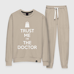 Костюм хлопковый женский Trust me Im the doctor, цвет: миндальный