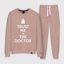 Костюм хлопковый женский Trust me Im the doctor, цвет: пыльно-розовый