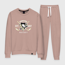 Костюм хлопковый женский Pittsburgh Penguins: Est.1967, цвет: пыльно-розовый