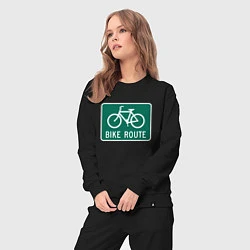 Костюм хлопковый женский Дорога для велосипедистов, цвет: черный — фото 2