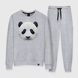 Костюм хлопковый женский Полигональная панда, цвет: меланж