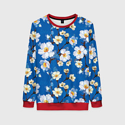 Свитшот женский Цветы ретро 5, цвет: 3D-красный