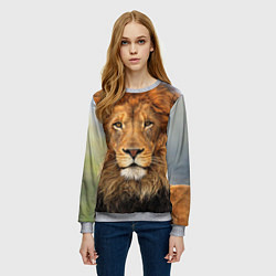 Свитшот женский Красавец лев, цвет: 3D-меланж — фото 2
