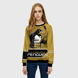 Свитшот женский Pittsburgh Penguins, цвет: 3D-черный — фото 2