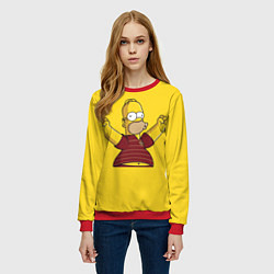 Свитшот женский Гомер-болельщик, цвет: 3D-красный — фото 2