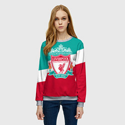 Свитшот женский Liverpool: You'll never walk alone, цвет: 3D-меланж — фото 2