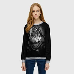 Свитшот женский Серый волк, цвет: 3D-меланж — фото 2
