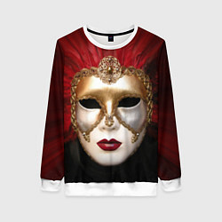 Свитшот женский Венецианская маска, цвет: 3D-белый