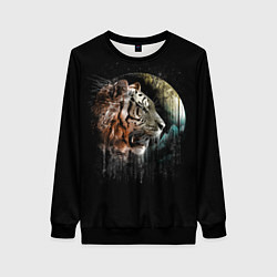 Свитшот женский Космический тигр, цвет: 3D-черный