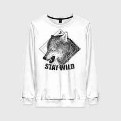 Свитшот женский Stay Wild, цвет: 3D-белый