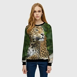 Свитшот женский Лик леопарда, цвет: 3D-черный — фото 2