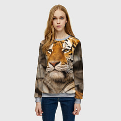 Свитшот женский Мудрый тигр, цвет: 3D-меланж — фото 2