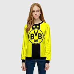 Свитшот женский BVB FC: Yellow line, цвет: 3D-черный — фото 2