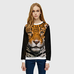 Свитшот женский Взгляд ягуара, цвет: 3D-белый — фото 2