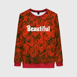 Свитшот женский Beautiful Roses, цвет: 3D-красный