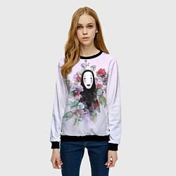 Свитшот женский Безликий в цветах, цвет: 3D-черный — фото 2