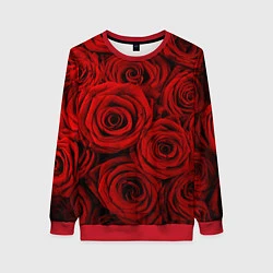 Свитшот женский Красные розы, цвет: 3D-красный