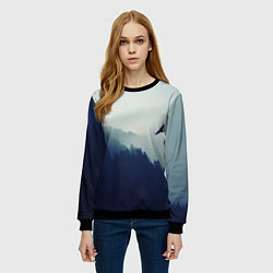 Свитшот женский Орел над Лесом, цвет: 3D-черный — фото 2