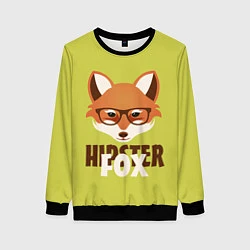 Свитшот женский Hipster Fox, цвет: 3D-черный