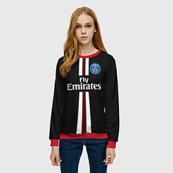 Свитшот женский PSG FC: Black 2018, цвет: 3D-красный — фото 2