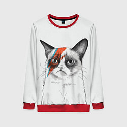 Свитшот женский David Bowie: Grumpy cat, цвет: 3D-красный