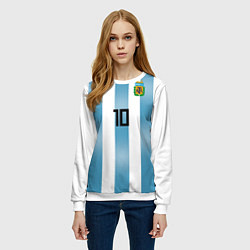Свитшот женский Сборная Аргентины: Месси ЧМ-2018, цвет: 3D-белый — фото 2