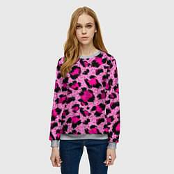 Свитшот женский Розовый леопард, цвет: 3D-меланж — фото 2