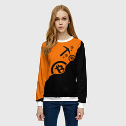 Свитшот женский Bitcoin Mining, цвет: 3D-белый — фото 2